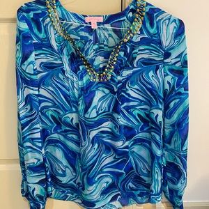 LILLY PULTIZER silk beaded patterned top!!